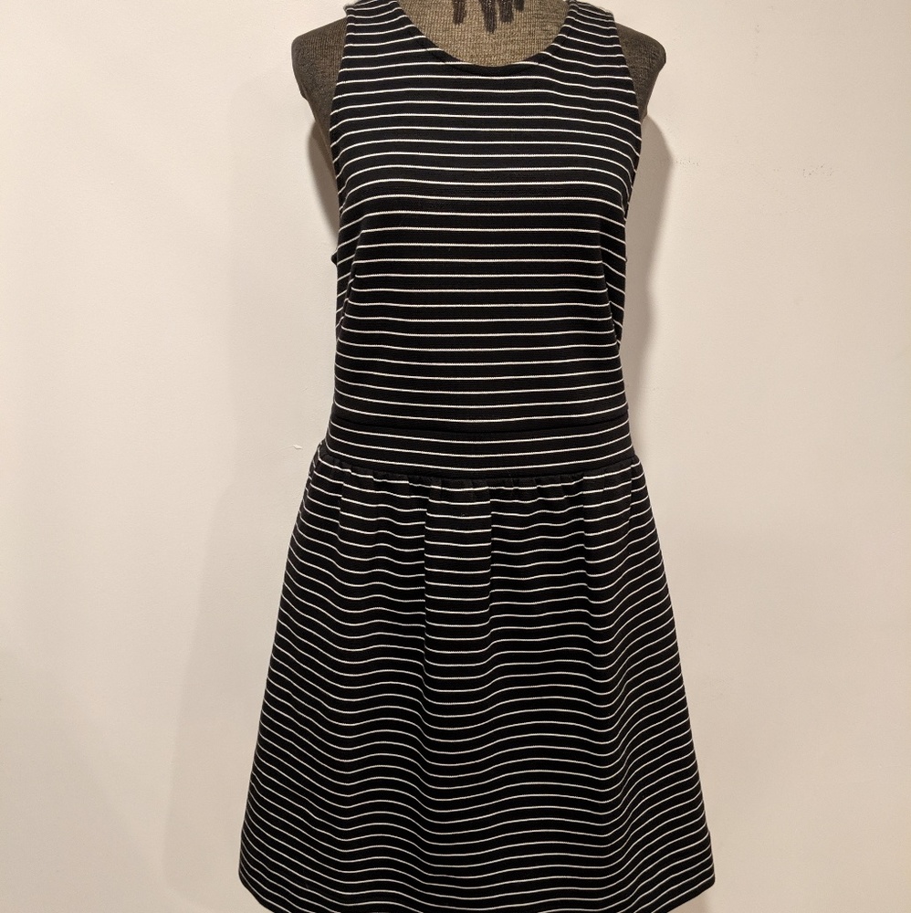 Madewell Pierside Black & White Striped Dress, LG